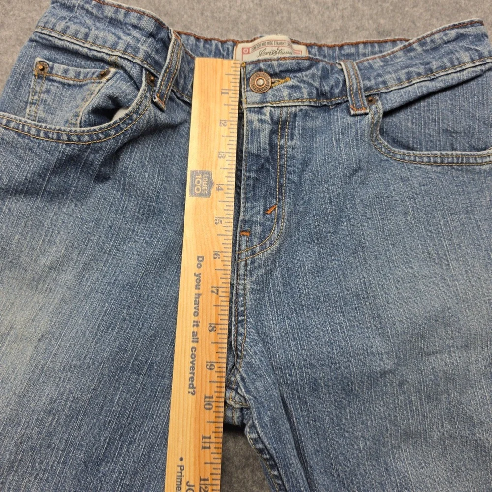 Levi Strauss Signature Mens Stretch Mid Rise Straight Leg Jeans Blue 32x31